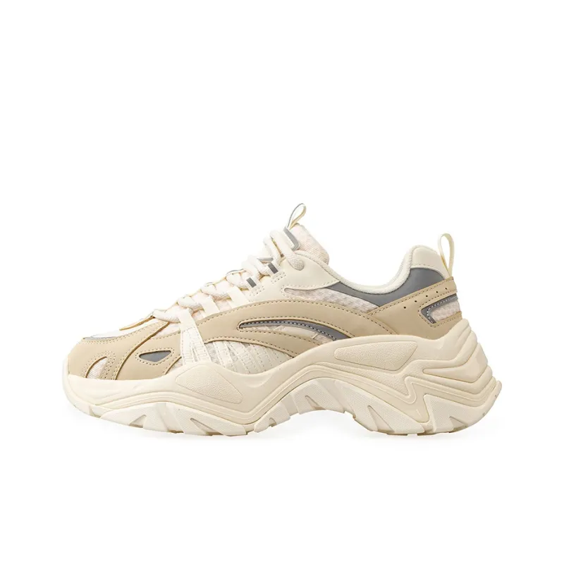 FILA FUSION Fishbone Chunky Sneakers Women's Low Top Beige Yellow-0