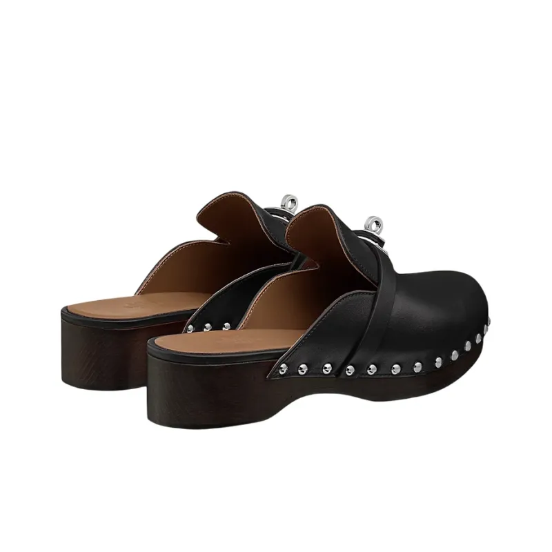 HERMES Carlotta Closed Toe Slippers Casual Shoes Women's Black-3