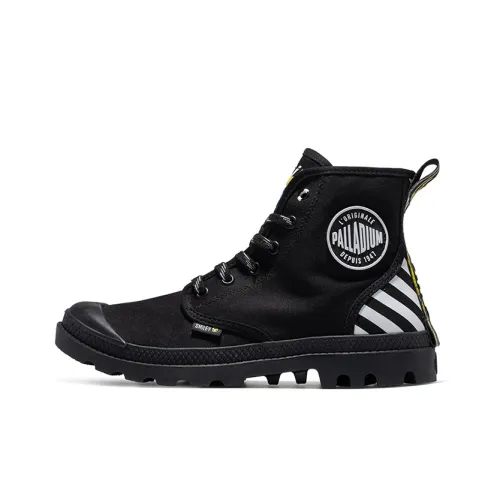 Palladium Pampa Smiley DT Wear Resistant Slip Resistant High Top Canvas Shoes Unisex Black