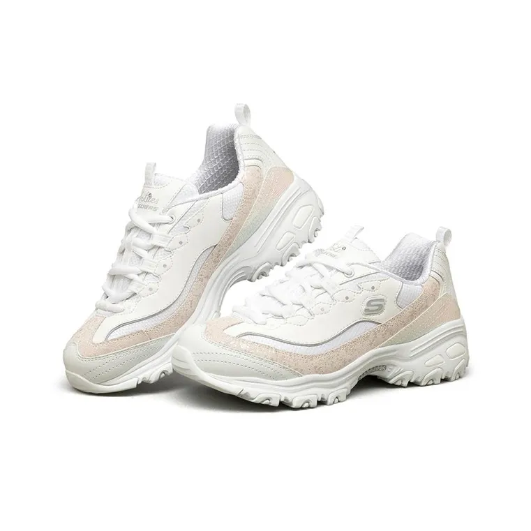 Skechers D'Lites 1.0 Clunky Shoes White Women's-2