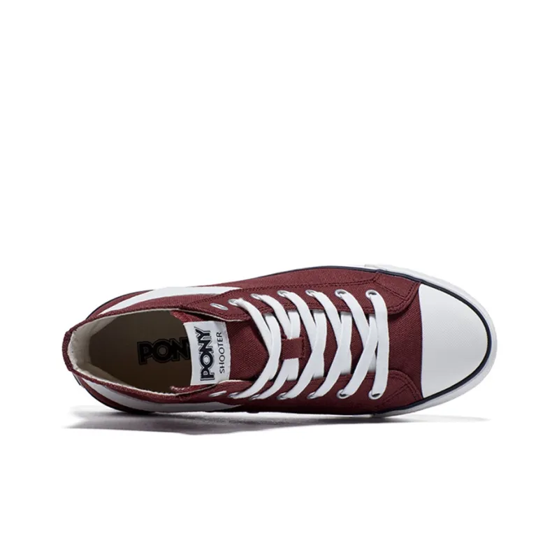 PONY Anti Slip Wear Resistant Breathable Lightweight Balance Support Coverage High Top Canvas Shoes Men's Burgundy-3