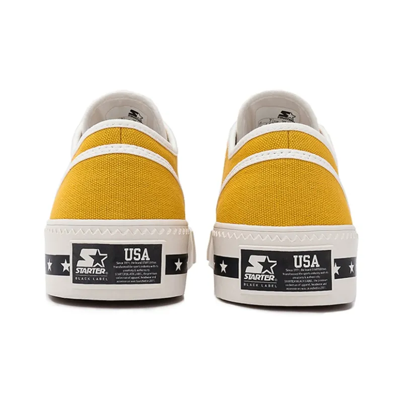 STARTER Stars Shoes Lace Up Non slip Lightweight Low Top Canvas Shoes Unisex Yellow-4
