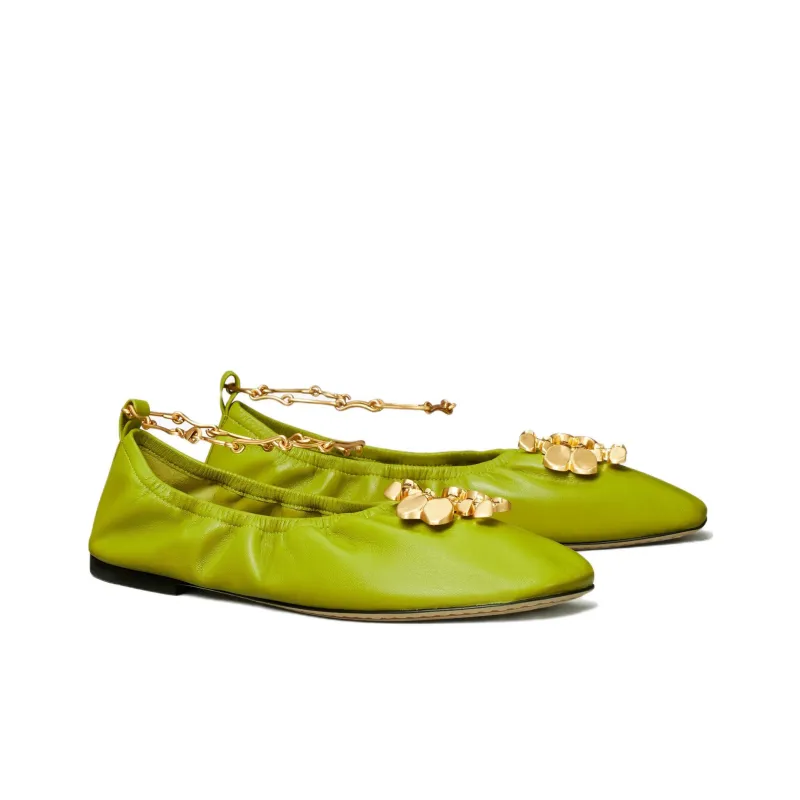 TORY BURCH Brutalist Fashion Flat Shoes Women's Green-2