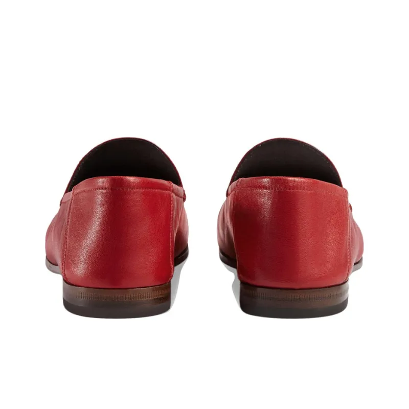 GUCCI Horsebit Slip On Loafer Red Leather-4