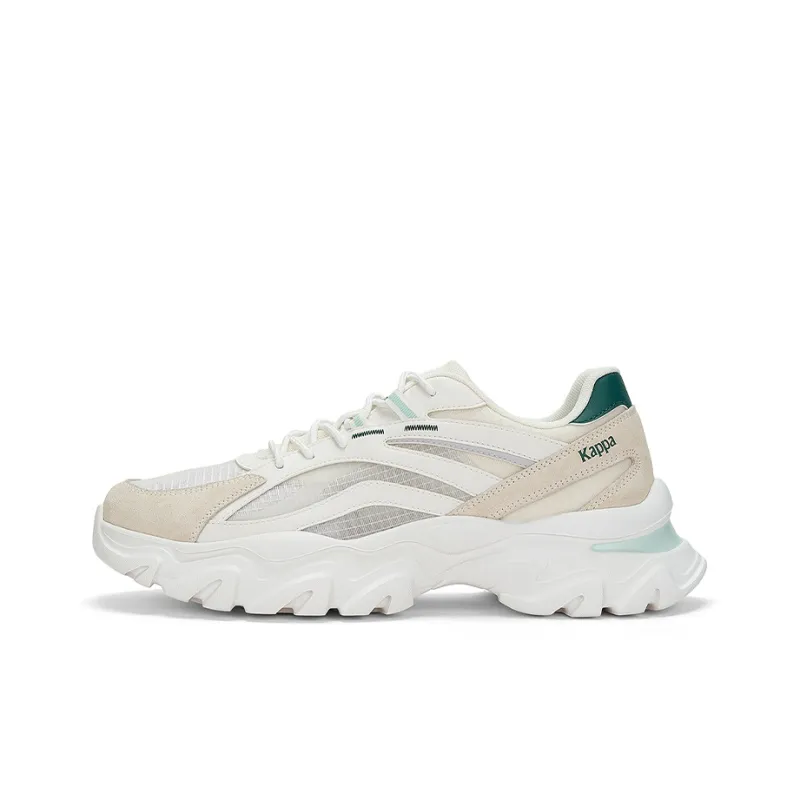 Kappa Anti-Slip Wear-Resistant Low-Top Chunky Sneakers Unisex White Gray-0