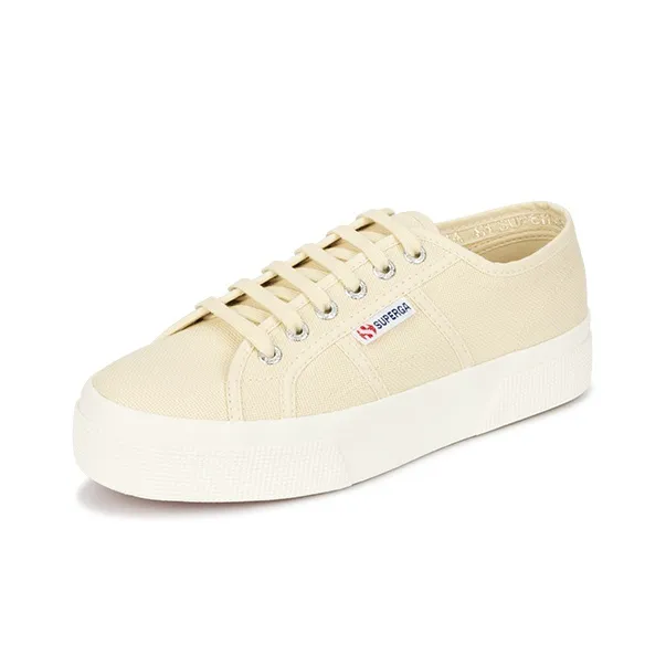 SUPERGA Lightweight Height Increasing Low-Top Canvas Shoes Women's Beige-2