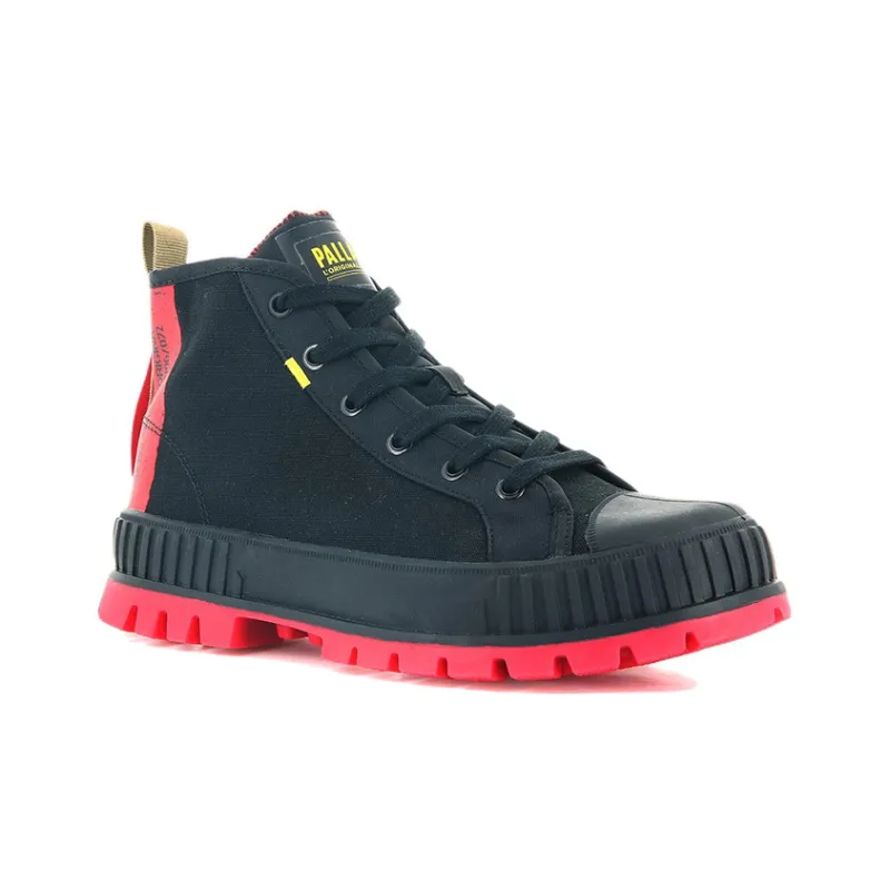 Palladium PALLABASE Supply Hi Anti-Slip And Wear-Resistant Breathable High-Top Canvas Shoes Unisex Black Pink-2