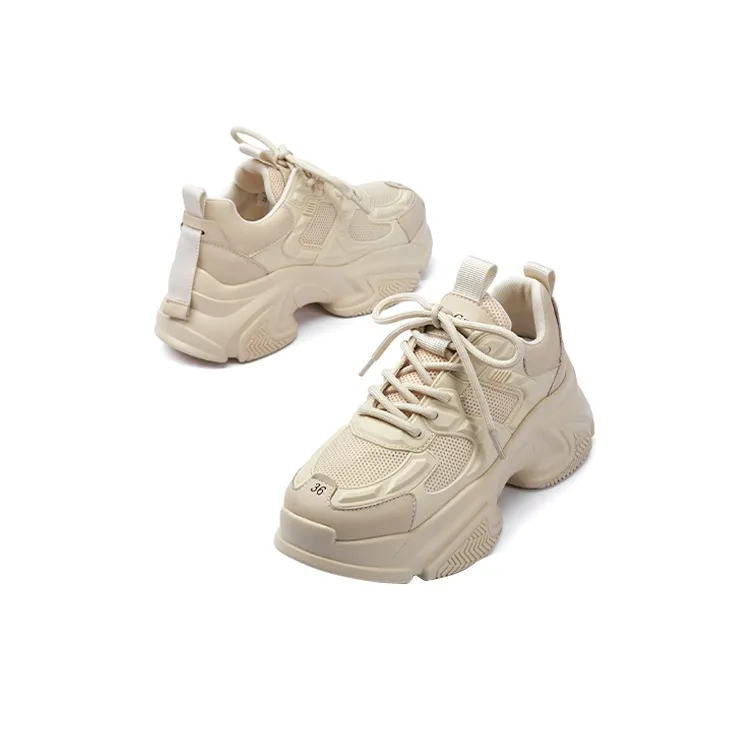 PACO GIL Chunky Sneakers Women's Low Top Beige Apricot-1
