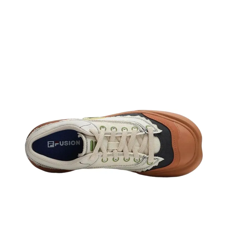 FILA FUSION CURVE Anti Slip And Wear Resistant Lightweight Low Top Canvas Shoes Women's White Umber Green-2