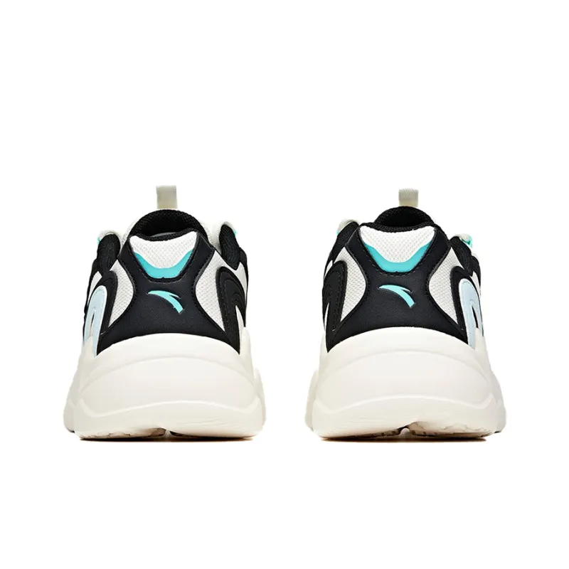 ANTA Chunky Sneakers Women's Low Top Ivory White/Black/Blue-3