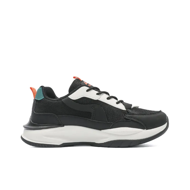 Warrior Lightweight Height Increasing Low-Top Chunky Sneakers Men's Black-1