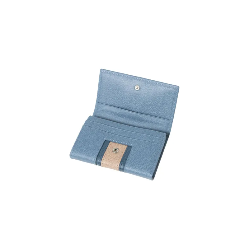 LONGCHAMP Leather Wallet Small Size Women's Sky Blue-2