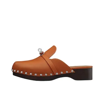 HERMES Carlotta Quiet Closed Toe Slippers Women's Brown
