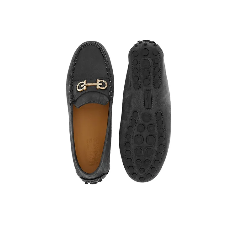 FERRAGAMO Double Gancini Suede Loafers-4