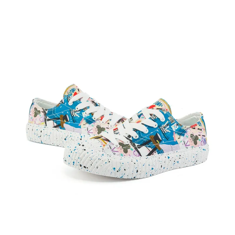 Kappa Sun Jiayi X Kappa Collaboration With Illustrator Wear Resistant Low Top Canvas Shoes Women's Blue Purple-3