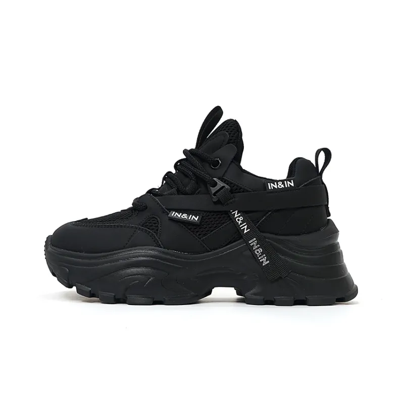 IN&IN Chunky Sneakers Women's Low Top Black/White-9