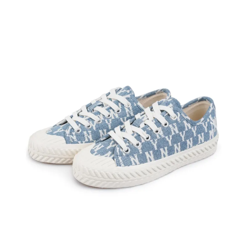 MLB Playball Anti Slip Wear Resistant Low Top Canvas Shoes Unisex Blue White-2
