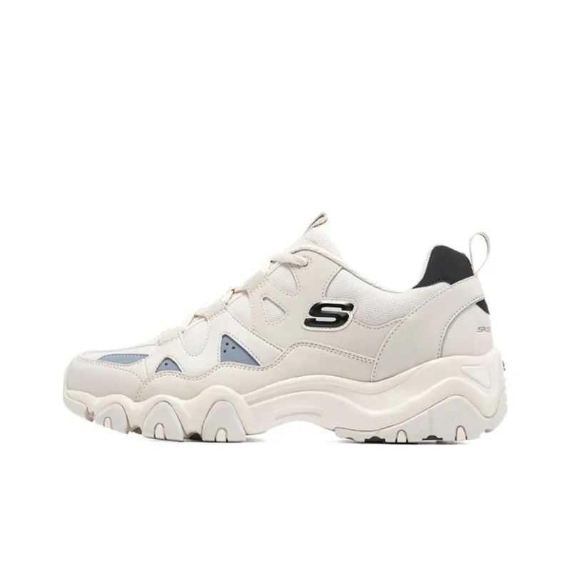 Skechers Cushioning Anti-Slip And Wear-Resistant Low-Top Chunky Sneakers Men's White Black-0