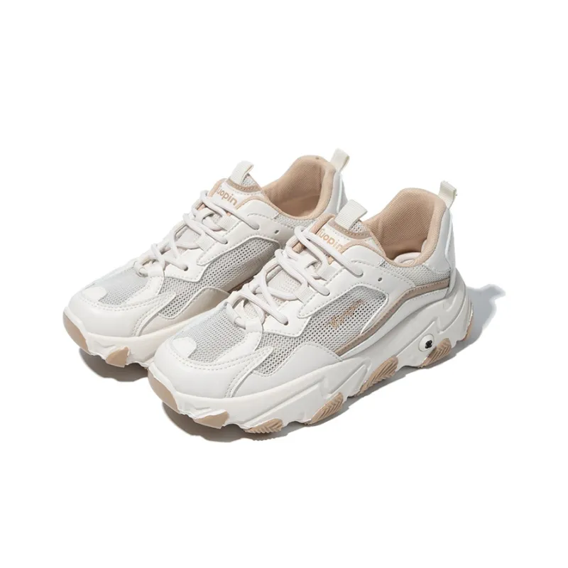 TUOPIN Abrasion Resistant, Lightweight, And Breathable Low Top Chunky Sneakers Women's Beige Brown-27
