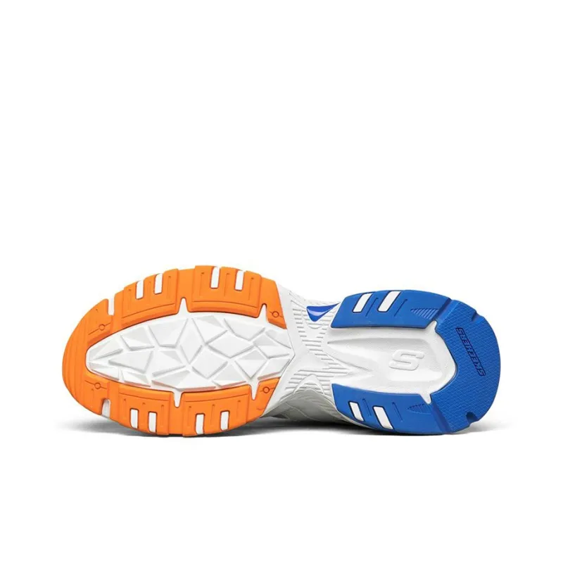Skechers Stamina V2 Cushioning Anti Slip Wear Resistant Breathability Low Top Chunky Sneakers Men's White Orange Blue-4