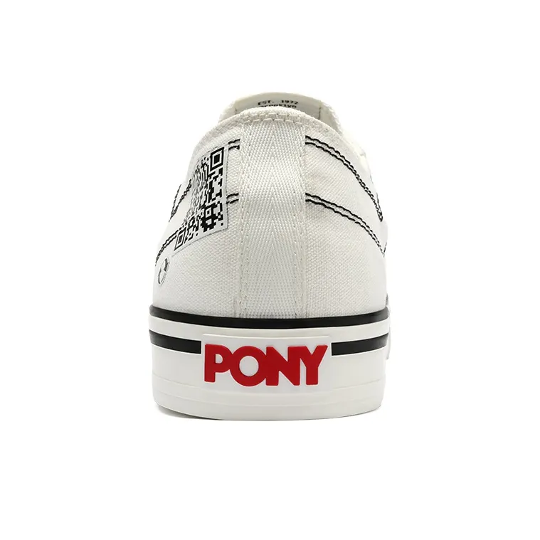 PONY Eco-Friendly Trendy Anti-Slip Wear-Resistant Breathable Coverage Low-Top Canvas Shoes Unisex White-4