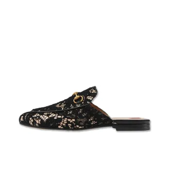 GUCCI Black Princetown Lace Mules
