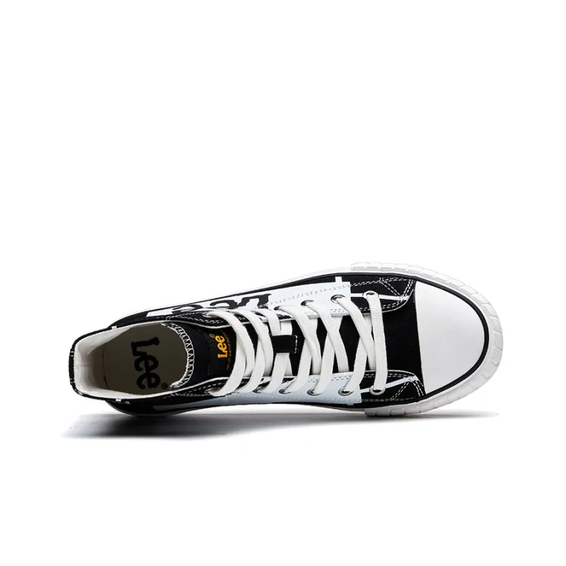 Lee Lightweight And Breathable High Top Canvas Shoes Unisex Black White-2