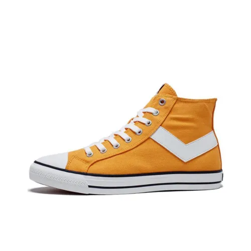 Pony Canvas Shoes Men High-Top Yellow