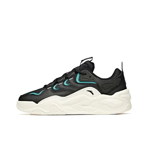 ANTA Life Collection Chunky Sneakers Men Low-Top Black/Ivory White/Fluorescent Aqua Green