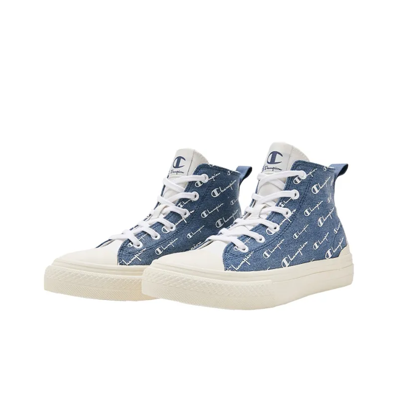 Champion Campus Canvas Shoes Unisex High Top Blue-1