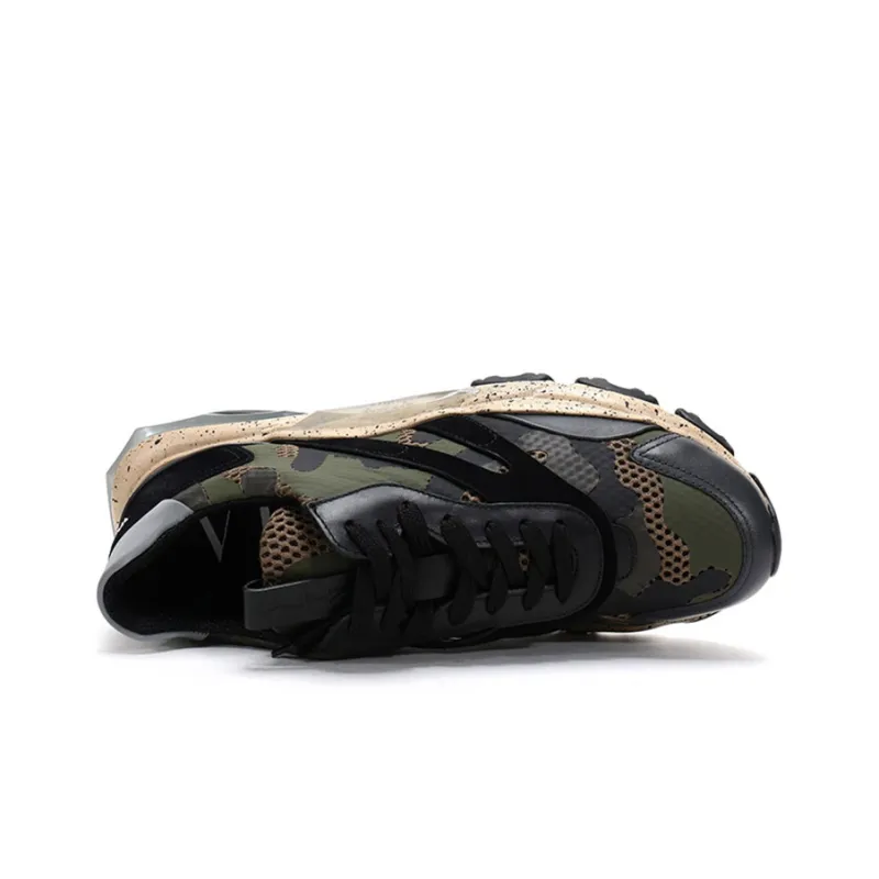 Valentino Bounce Low-Top Chunky Sneakers Men's Army Green Black Multicolor Old-fashioned-4
