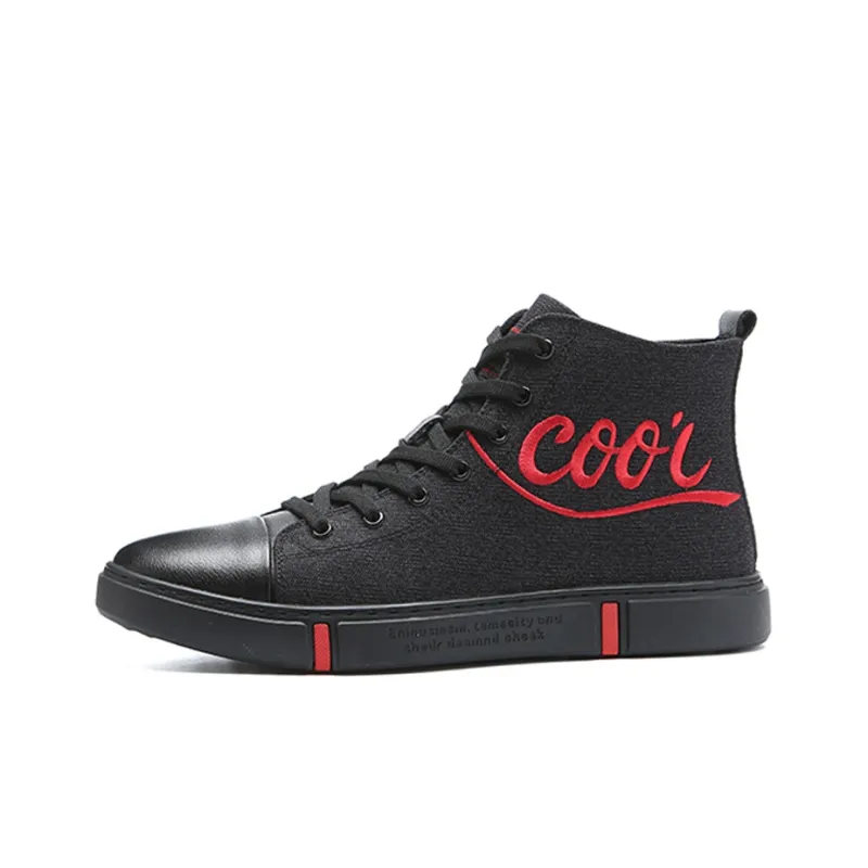 YEDANI High Top Canvas Shoes 3.5cm Men's Black-0