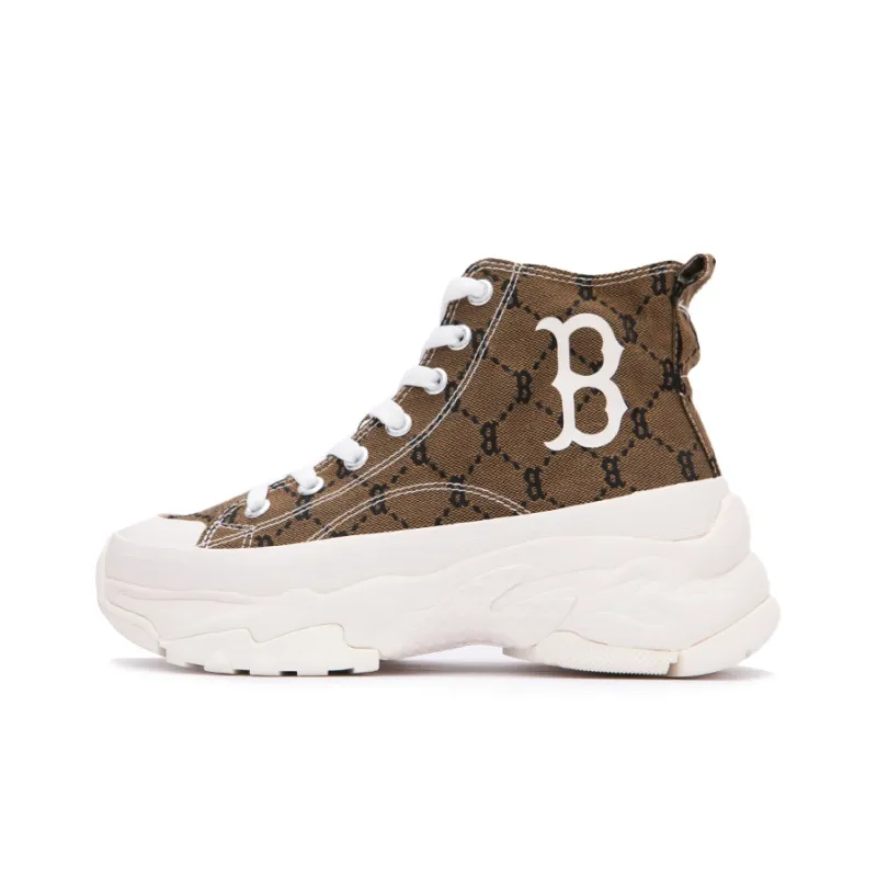 MLB Chunky High Height Increasing Coverage High Top Canvas Shoes Unisex Khaki-0