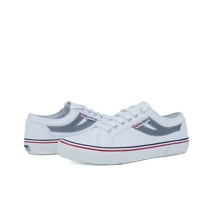 SUPERGA Wear-Resistant Slip-Resistant Low-Top Tail Versatile Women's White Silver-3