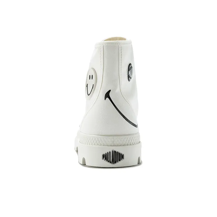 Smiley X Palladium Pampa Canvas Shoes Unisex High Top White-4