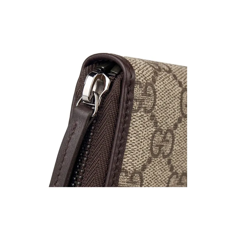 GUCCI Canvas With Leather Wallets With Money Clip Regular Men's Ebony/Brown-4