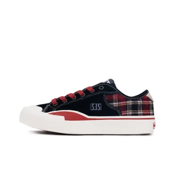 SEW BY SOU Anti Slip Wear Resistant Low Top Canvas Shoes Unisex Red Black Plaid