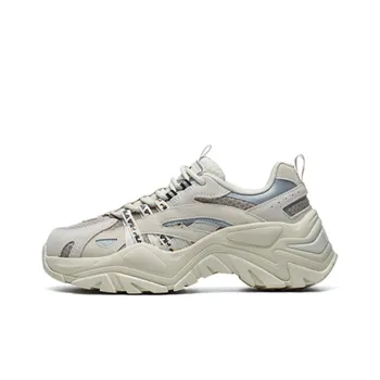 FILA Cushioning Anti Slip Wear Resistant Breathability Low Top Chunky Sneakers Women's Beige