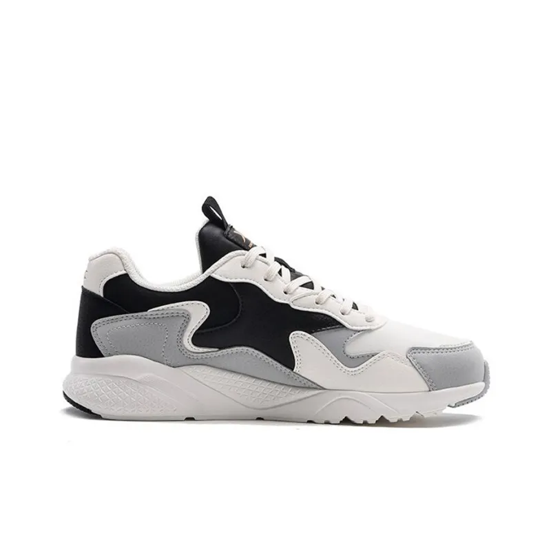 XTEP Waterproof Cushioning Lightweight Abrasion Resistant Slip Resistant Low Top Chunky Sneakers Men's White Black Gray-1