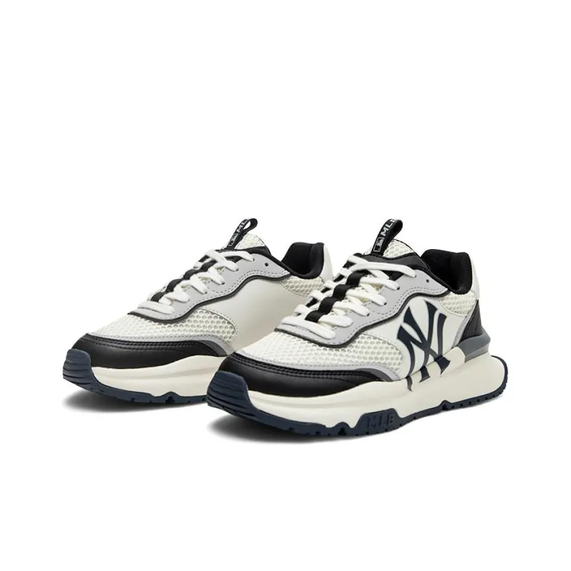 MLB Chunky Runner Bare Eyes 3D Anti Slip Wear Resistant Low Top Chunky Sneakers Unisex Black White-2