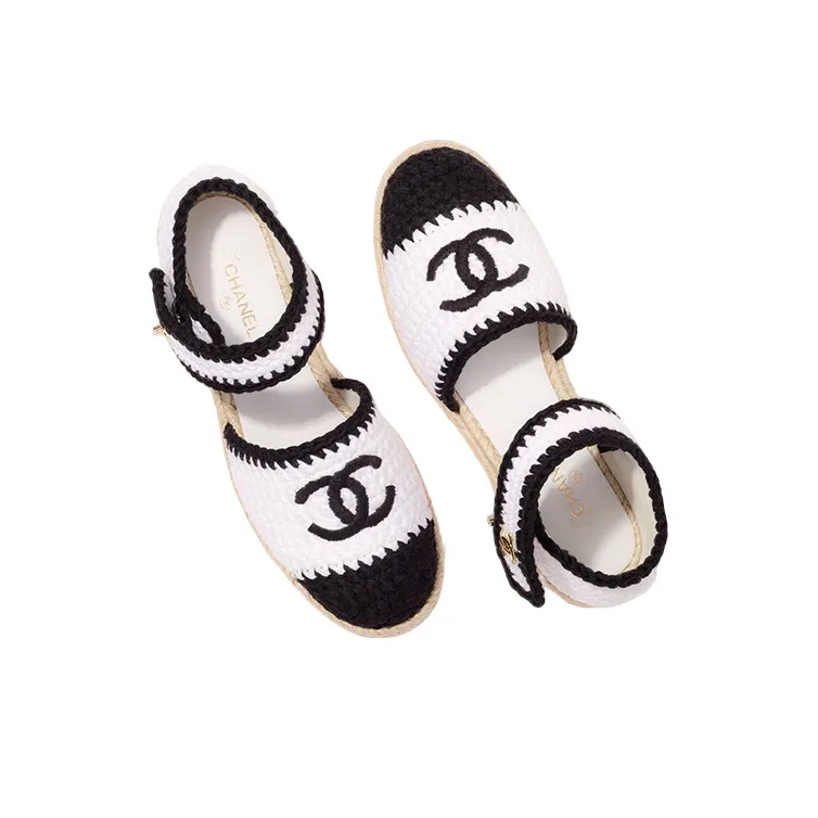 CHANEL Casual Single Shoes Women's Black White-2