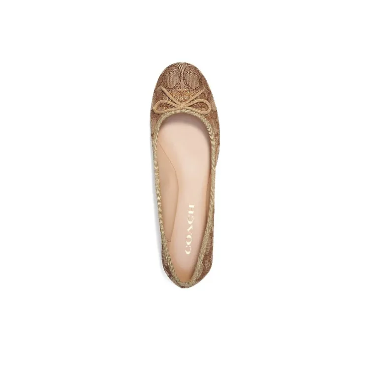 COACH Alina Ballet Flat Shoes Women's Khaki-3
