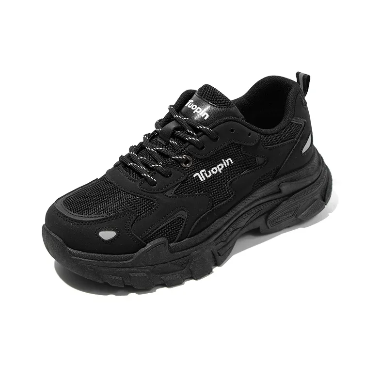 TUOPIN Abrasion Resistant Breathable Low Top Couple, Chunky Sneakers Unisex Black-1