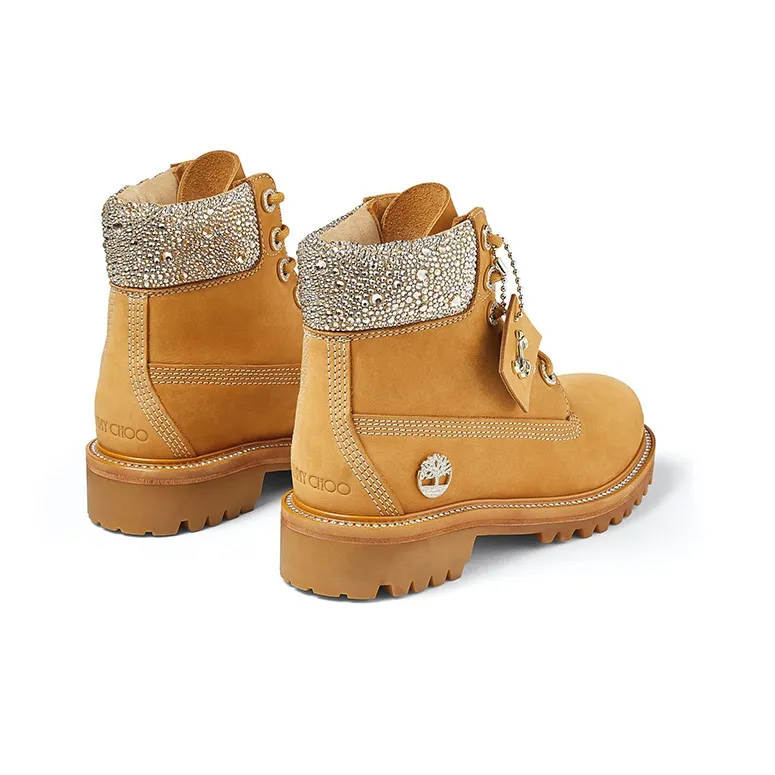 Timberland X Jimmy Choo 6 Inch Crystal Boots 'Wheat Nubuck With Crystals' Women's-2