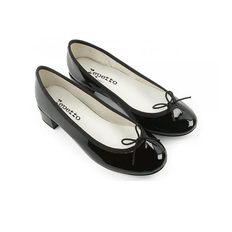 Repetto Camille Chunky Heel Ballet Mid Heel Shoes Women's Black-2