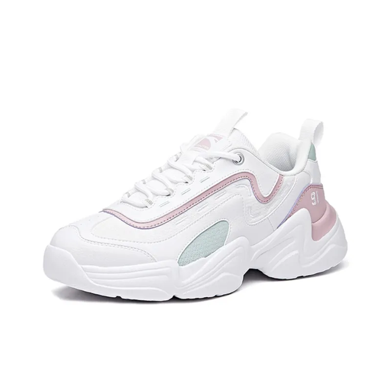 Anta Slip Resistant Cushioning Wear Resistant Low Top Chunky Sneakers Women's Dusty Purple White-1