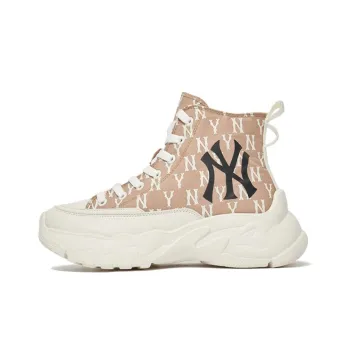 MLB Chunky High Cushioning Anti Slip And Wear Resistant High Top Chunky Sneakers Unisex Dark Beige Yellow