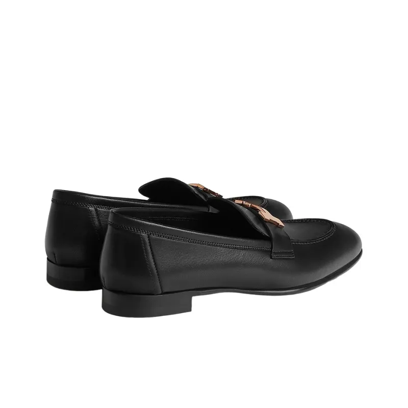 HERMES Paris Loafers Women's Black-4