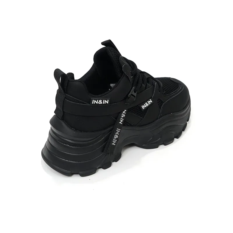 IN&IN Chunky Sneakers Women's Low Top Black/White-12