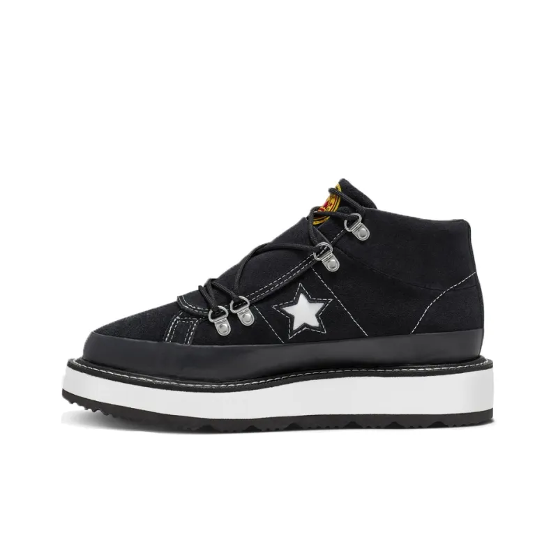 Converse Fleece Lined Boot One Star Thick Sole Black White Women's-0